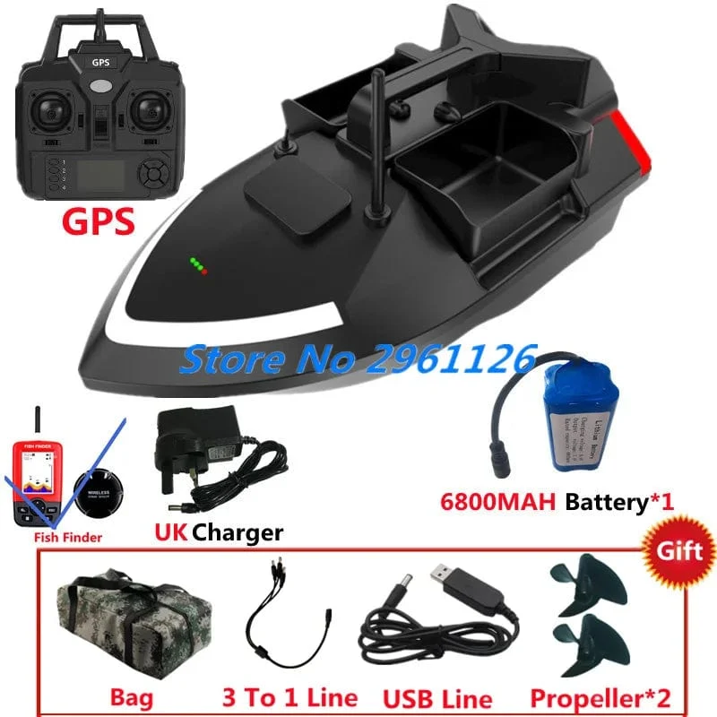 500M 40GPS Punkt Fernbedienung Fischerboot 2KG Last 6 Stunden LCD Display GPS Auto Return Cruise 3 Hopper High Speed ​​RC Köder Boot