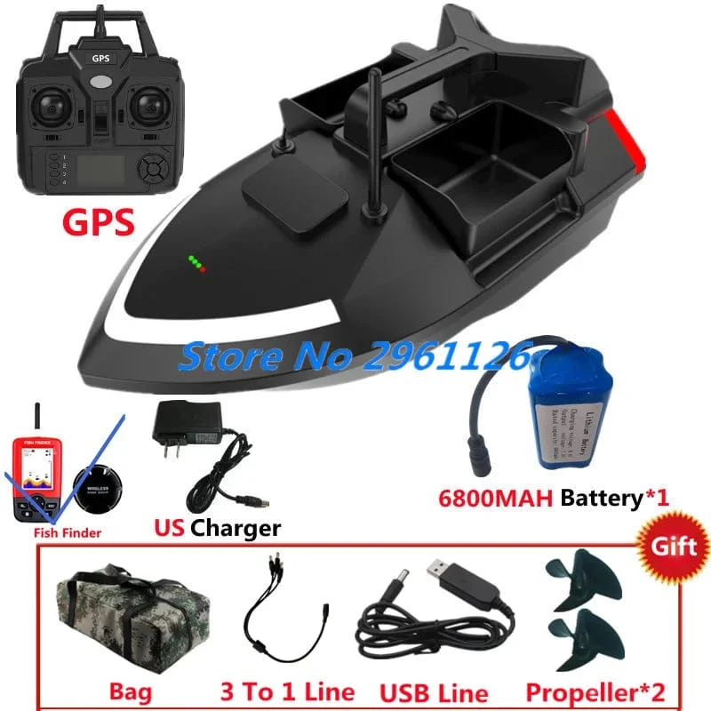 500M 40GPS Punkt Fernbedienung Fischerboot 2KG Last 6 Stunden LCD Display GPS Auto Return Cruise 3 Hopper High Speed ​​RC Köder Boot