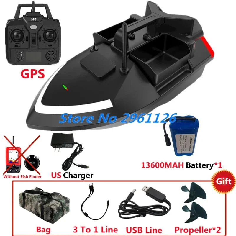 500M 40GPS Punkt Fernbedienung Fischerboot 2KG Last 6 Stunden LCD Display GPS Auto Return Cruise 3 Hopper High Speed ​​RC Köder Boot