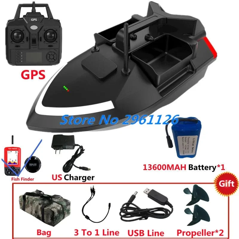 500M 40GPS Punkt Fernbedienung Fischerboot 2KG Last 6 Stunden LCD Display GPS Auto Return Cruise 3 Hopper High Speed ​​RC Köder Boot