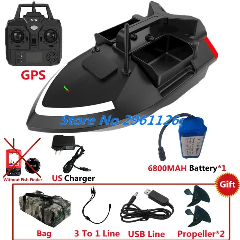 500M 40GPS Punkt Fernbedienung Fischerboot 2KG Last 6 Stunden LCD Display GPS Auto Return Cruise 3 Hopper High Speed ​​RC Köder Boot