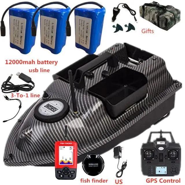 GPS Dual Position Fixed Speed ​​Cruise RC Fischköderboot 2KG 500M Dual Motor 3-Hopper 16 Point Nesting Boat Fish Finder VS V18