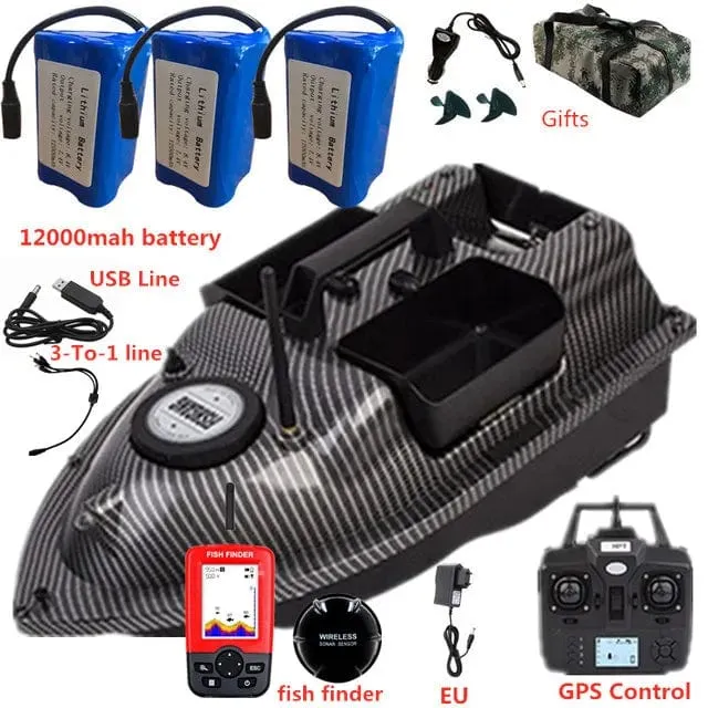 GPS Dual Position Fixed Speed ​​Cruise RC Fischköderboot 2KG 500M Dual Motor 3-Hopper 16 Point Nesting Boat Fish Finder VS V18