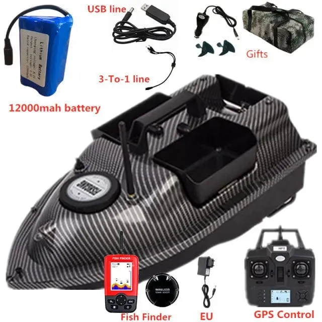 GPS Dual Position Fixed Speed ​​Cruise RC Fischköderboot 2KG 500M Dual Motor 3-Hopper 16 Point Nesting Boat Fish Finder VS V18
