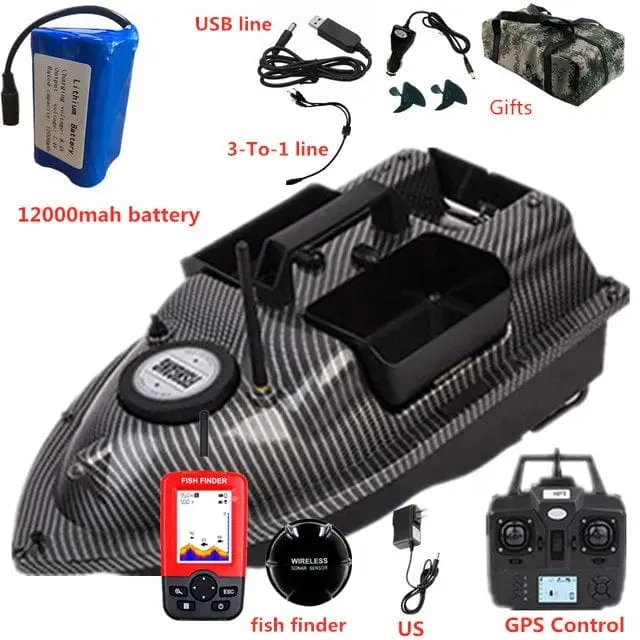 GPS Dual Position Fixed Speed ​​Cruise RC Fischköderboot 2KG 500M Dual Motor 3-Hopper 16 Point Nesting Boat Fish Finder VS V18