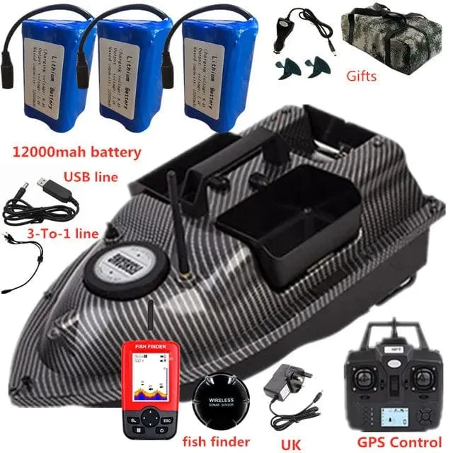 GPS Dual Position Fixed Speed ​​Cruise RC Fischköderboot 2KG 500M Dual Motor 3-Hopper 16 Point Nesting Boat Fish Finder VS V18