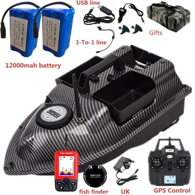 GPS Dual Position Fixed Speed ​​Cruise RC Fischköderboot 2KG 500M Dual Motor 3-Hopper 16 Point Nesting Boat Fish Finder VS V18