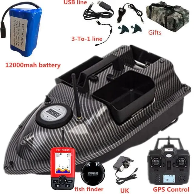 GPS Dual Position Fixed Speed ​​Cruise RC Fischköderboot 2KG 500M Dual Motor 3-Hopper 16 Point Nesting Boat Fish Finder VS V18