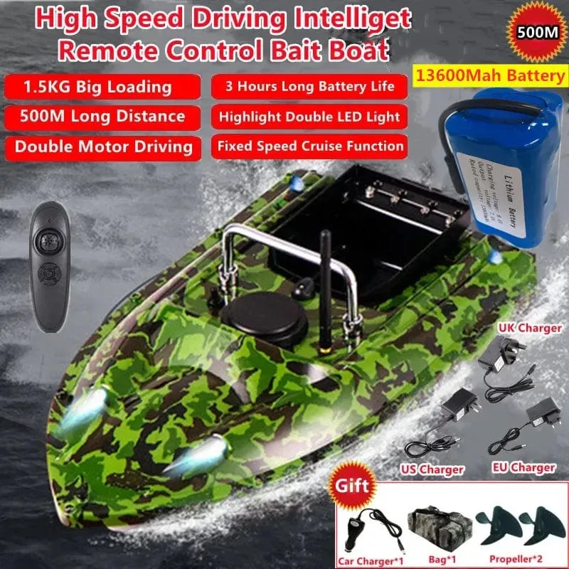 Smart Fixed Speed ​​Cruise Radio Fernbedienung Fischköderboot 1.5 kg 500 m Dual-Nachtlicht Köder Angeln RC Köderboot Angeln