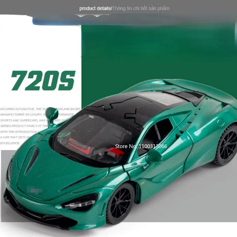 Maßstab 1/32 720S Sportwagenmodell aus Legierung, Druckguss-Spielzeug, Metallfahrzeuge, Modell mit Sound, Licht, Türen können geöffnet werden, Auto für Jungen, Geschenk