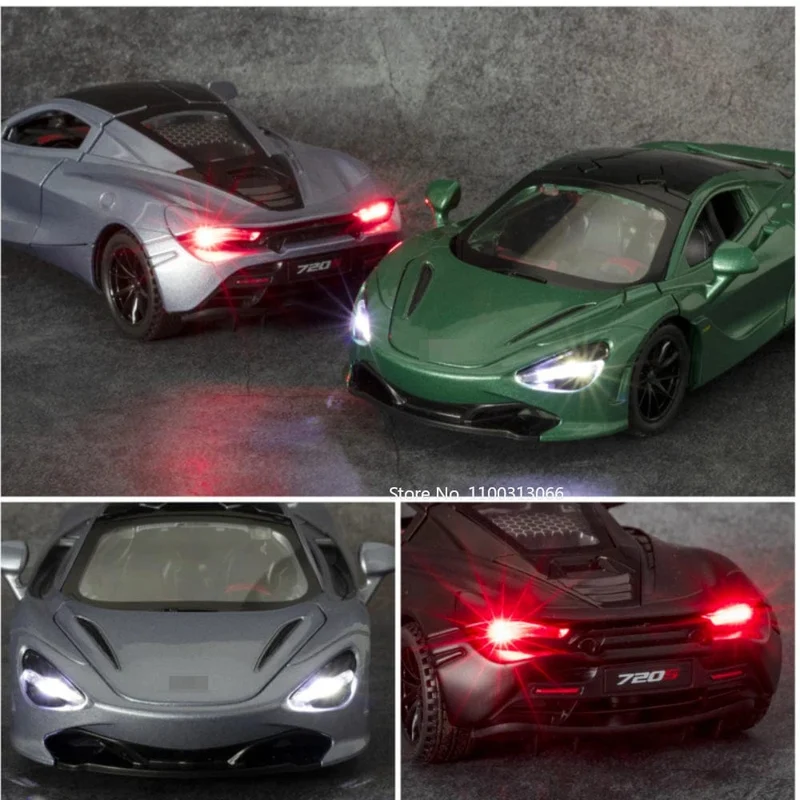 Maßstab 1/32 720S Sportwagenmodell aus Legierung, Druckguss-Spielzeug, Metallfahrzeuge, Modell mit Sound, Licht, Türen können geöffnet werden, Auto für Jungen, Geschenk