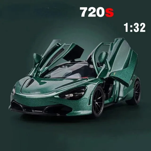 Maßstab 1/32 720S Sportwagenmodell aus Legierung, Druckguss-Spielzeug, Metallfahrzeuge, Modell mit Sound, Licht, Türen können geöffnet werden, Auto für Jungen, Geschenk