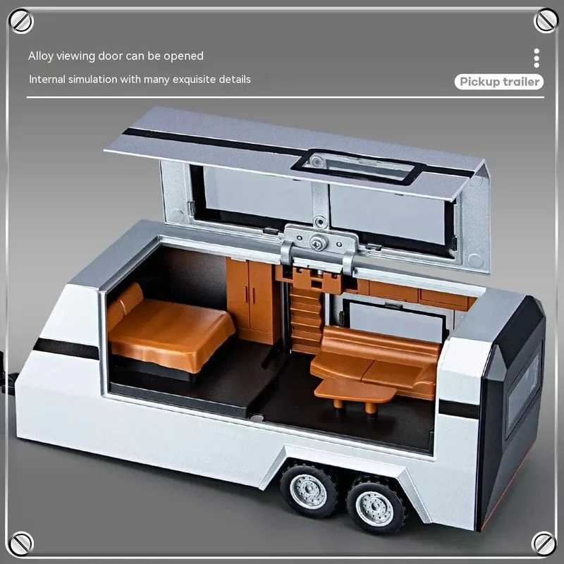 1:32 Spielzeug-Trucks für Jungen Cybertruck-Modell, silberner Pickup-Truck aus Druckgussmetall, Spielzeugautos mit Ton und Licht für Kinder ab 3 Jahren