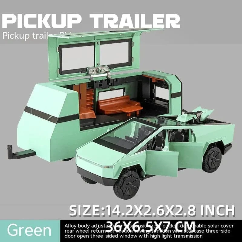 1:32 Spielzeug-Trucks für Jungen Cybertruck-Modell, silberner Pickup-Truck aus Druckgussmetall, Spielzeugautos mit Ton und Licht für Kinder ab 3 Jahren