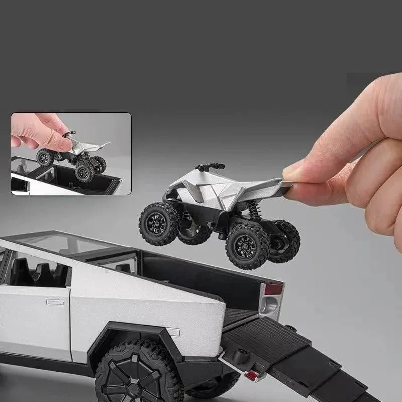 1/24 Tesla Cybertruck Diecast Metall Spielzeugauto 1:24 Miniatur Truck Modell Pull Back Sound & Light Collection Geschenk für Jungen Kinder