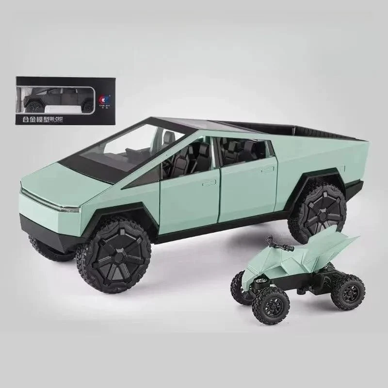 1/24 Tesla Cybertruck Diecast Metall Spielzeugauto 1:24 Miniatur Truck Modell Pull Back Sound & Light Collection Geschenk für Jungen Kinder