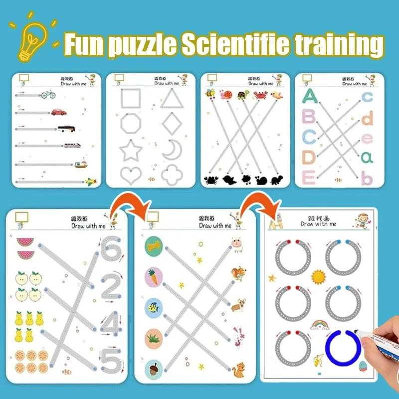 Kinder Montessori Zeichenspielzeug Pen Control Training Farbe Form Math Match Game Set Kleinkind Lernaktivitäten Lernspielzeug
