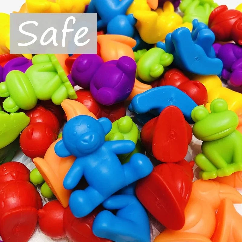 Montessori-Material Regenbogen-Zählbär, Mathe-Spielzeug, Tier-Dinosaurier, Farbsortierung, Matching-Spiel, pädagogisches sensorisches Spielzeug für Kinder