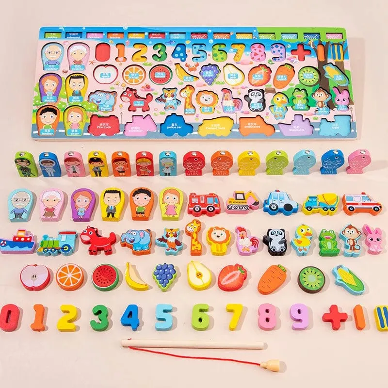 QWZ Kinder Montessori Pädagogisches Holz Mathe Spielzeug Kinder Beschäftigt Bord Zählen Formen Farben Spiel Angeln Puzzle Lernspielzeug Geschenke