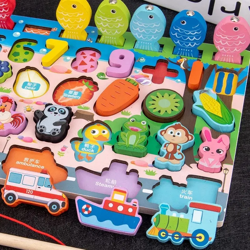 QWZ Kinder Montessori Pädagogisches Holz Mathe Spielzeug Kinder Beschäftigt Bord Zählen Formen Farben Spiel Angeln Puzzle Lernspielzeug Geschenke