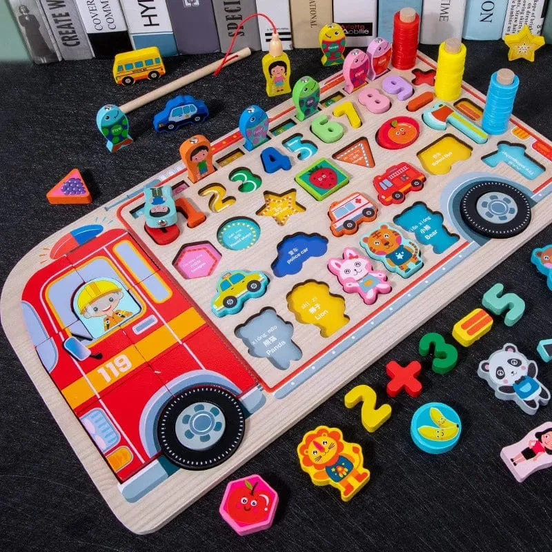QWZ Kinder Montessori Pädagogisches Holz Mathe Spielzeug Kinder Beschäftigt Bord Zählen Formen Farben Spiel Angeln Puzzle Lernspielzeug Geschenke