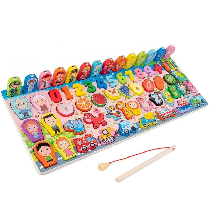 QWZ Kinder Montessori Pädagogisches Holz Mathe Spielzeug Kinder Beschäftigt Bord Zählen Formen Farben Spiel Angeln Puzzle Lernspielzeug Geschenke