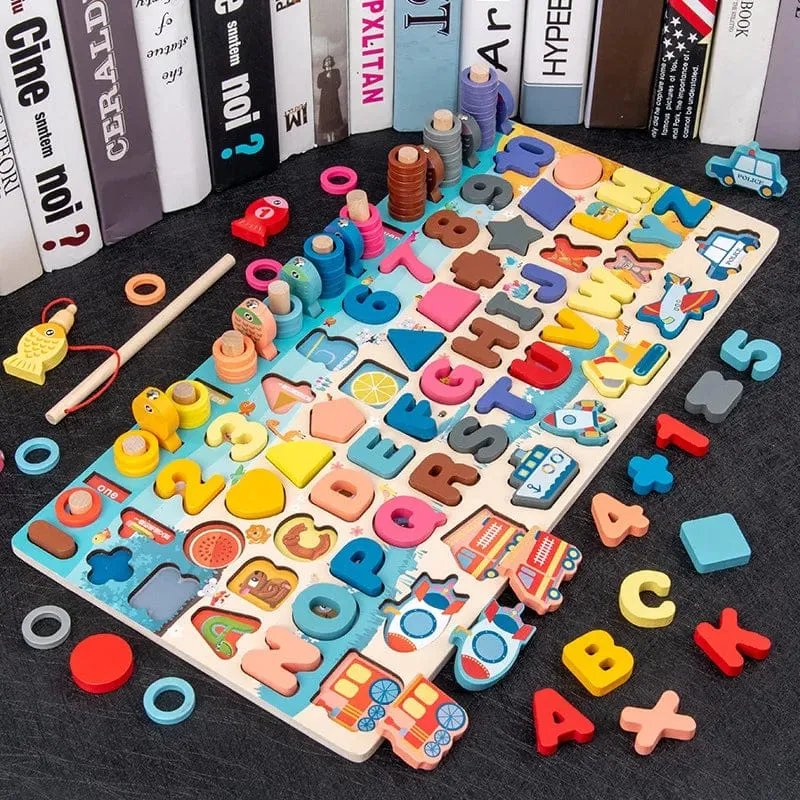 QWZ Kinder Montessori Pädagogisches Holz Mathe Spielzeug Kinder Beschäftigt Bord Zählen Formen Farben Spiel Angeln Puzzle Lernspielzeug Geschenke