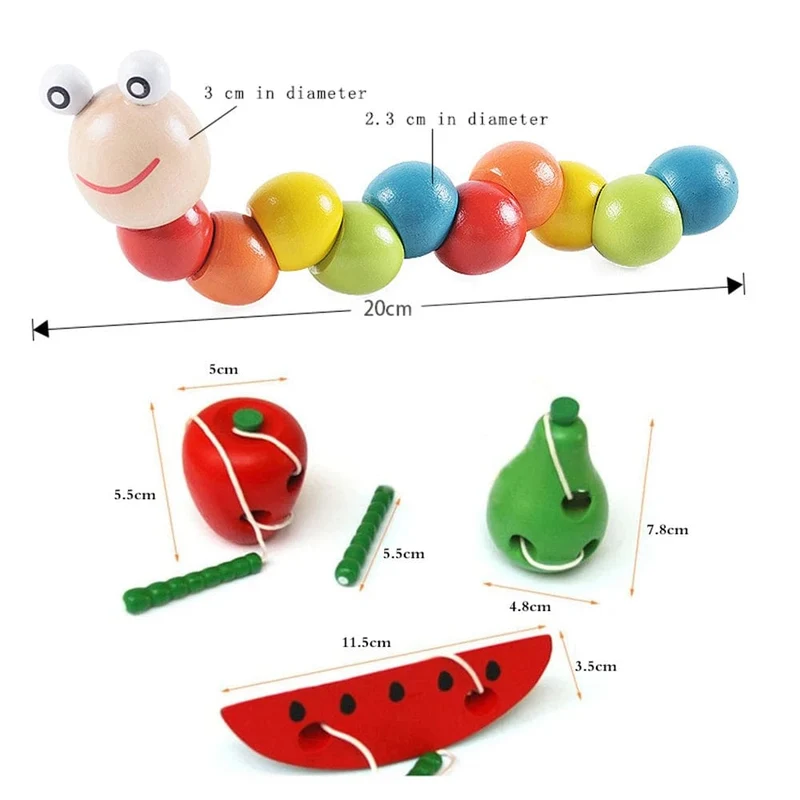 Kinder Montessori Spielzeug Wurm Essen Obst Holz Puzzle Spielzeug Finger Flexible Training Twisting Wurm Lernspielzeug für Kinder Geschenke