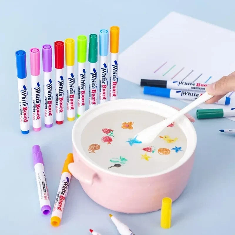 8/12 farben Magische Wasser Schwimmenden Stift Set Kinder Pädagogisches Malerei Stift Spielzeug Whiteboard Marker Student Bunte Doodle Wasser Stift