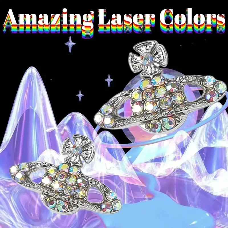10 Stück Planet Nagel Charms Y2K 3D Nagel Strass Edelsteine ​​Silber Diamant Schmuck Kawaii DIY Nail Art Dekoration Zubehör