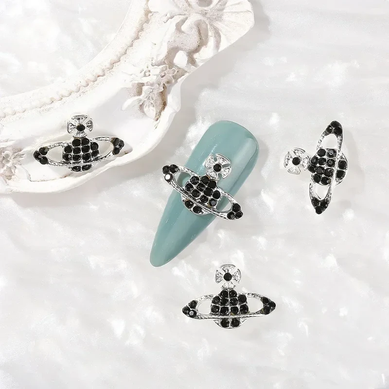 10 Stück Planet Nagel Charms Y2K 3D Nagel Strass Edelsteine ​​Silber Diamant Schmuck Kawaii DIY Nail Art Dekoration Zubehör