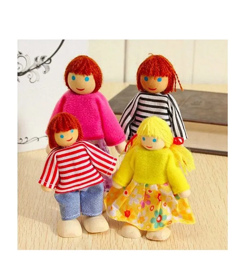Neue Holzmöbel Miniaturspielzeug Mini Holzpuppen Familienpuppe Kinder Kinder Haus Spielspielzeug Jungen Mädchen Geschenke