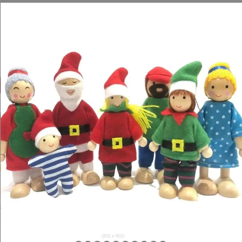 Neue Holzmöbel Miniaturspielzeug Mini Holzpuppen Familienpuppe Kinder Kinder Haus Spielspielzeug Jungen Mädchen Geschenke
