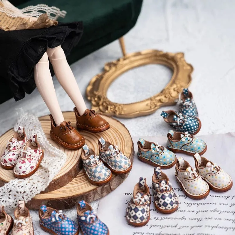 Blythe Babyschuhe Mini Spielzeug Zubehör OB22 Schuhe Karoschuhe Kleines Tuch UFDOLL Mini Body OB24 Handgefertigte Rindslederschuhe
