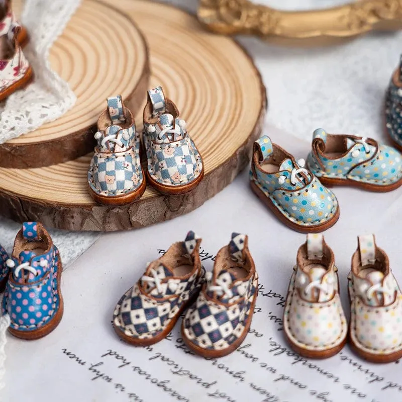 Blythe Babyschuhe Mini Spielzeug Zubehör OB22 Schuhe Karoschuhe Kleines Tuch UFDOLL Mini Body OB24 Handgefertigte Rindslederschuhe