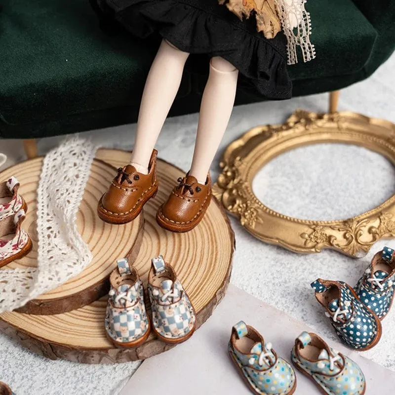 Blythe Babyschuhe Mini Spielzeug Zubehör OB22 Schuhe Karoschuhe Kleines Tuch UFDOLL Mini Body OB24 Handgefertigte Rindslederschuhe