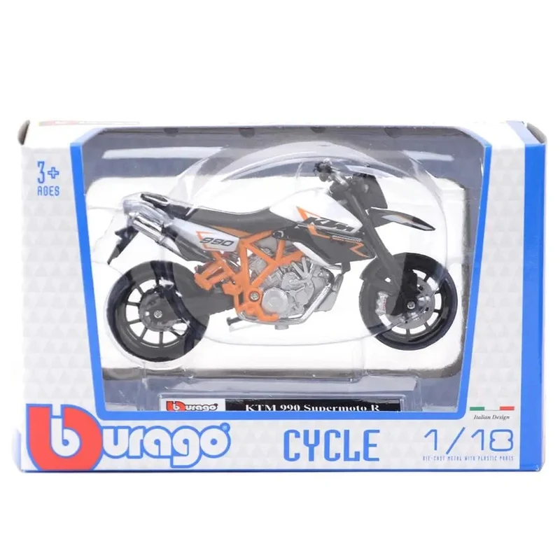 Bburago 1:18 KTM 990 Supermoto R, statische Druckgussfahrzeuge, Motorrad-Modellspielzeug zum Sammeln