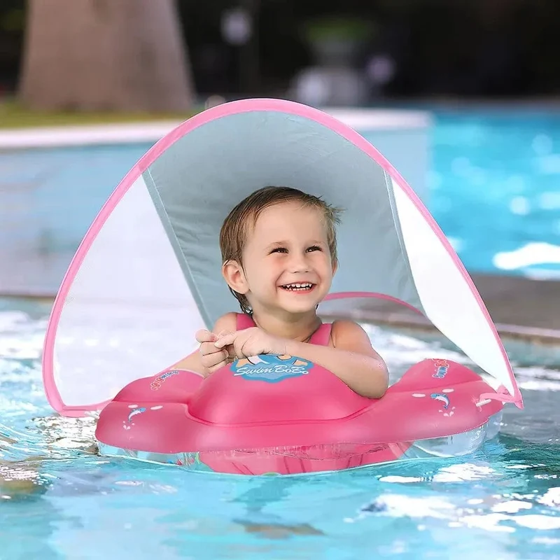 Baby-Schwimmring mit Baldachin, aufblasbarer Säuglingsring, Kinderpool-Zubehör, Kreis, Badespielzeug für den Sommer