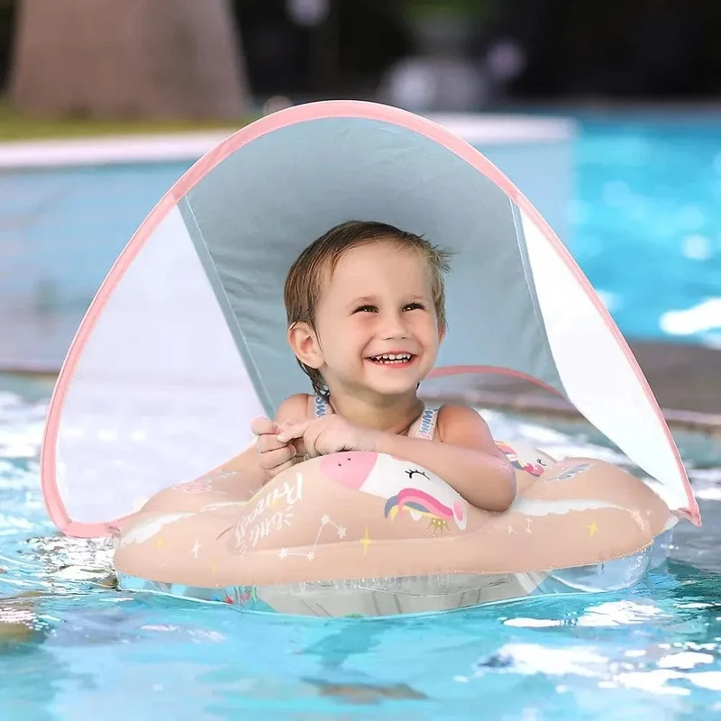Baby-Schwimmring mit Baldachin, aufblasbarer Säuglingsring, Kinderpool-Zubehör, Kreis, Badespielzeug für den Sommer