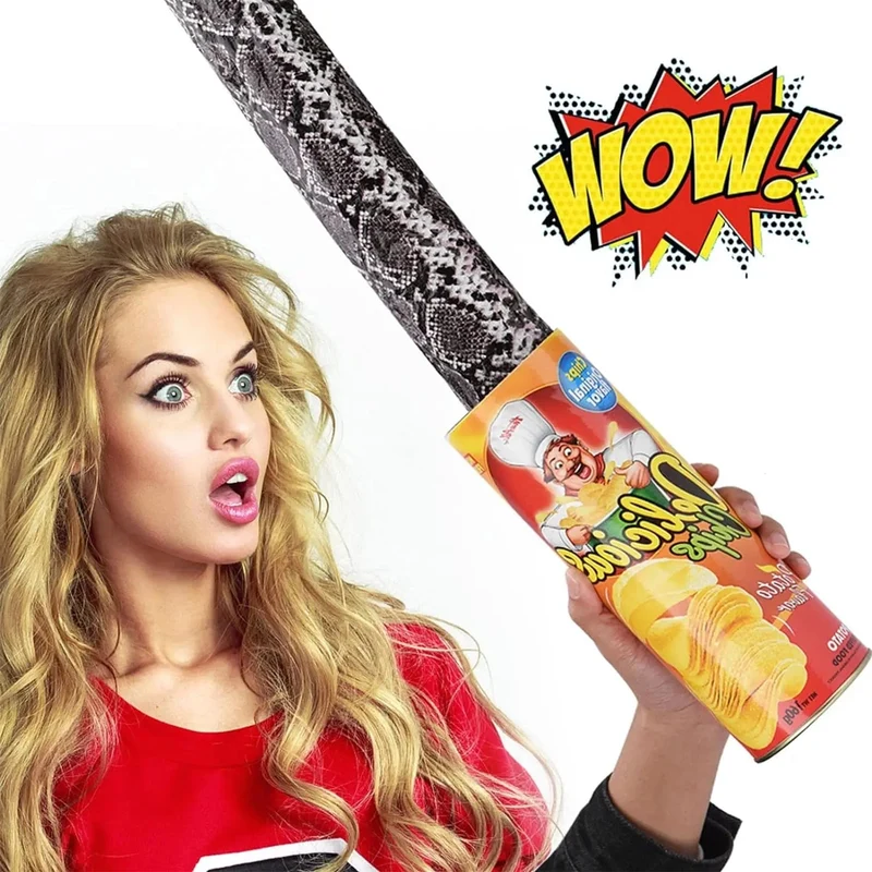 Die Kartoffelchip-Schlange kann auf der Bühne springen, Zaubertricks, Frühlingsschlangenspielzeug, Aprilscherz, Halloween-Partywitze in einem Dosenknebel-Geschenkstreich