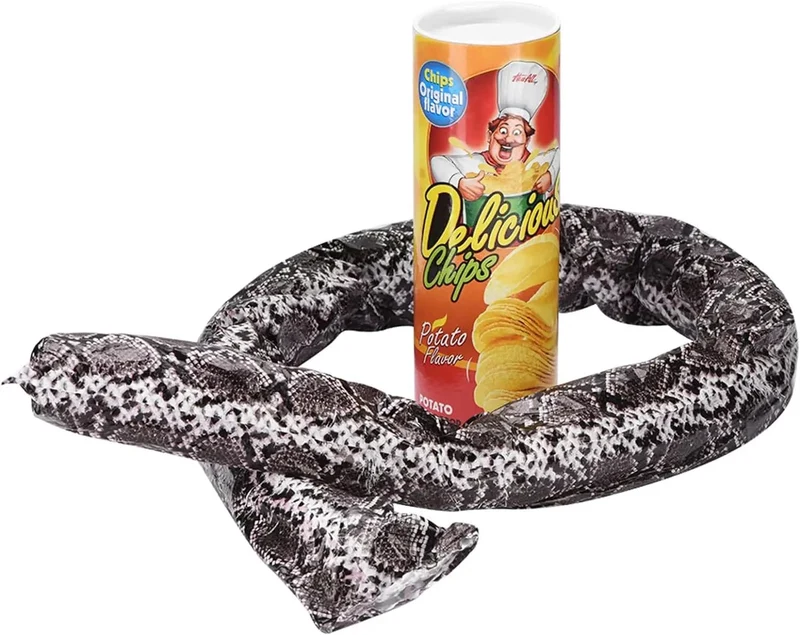 Die Kartoffelchip-Schlange kann auf der Bühne springen, Zaubertricks, Frühlingsschlangenspielzeug, Aprilscherz, Halloween-Partywitze in einem Dosenknebel-Geschenkstreich