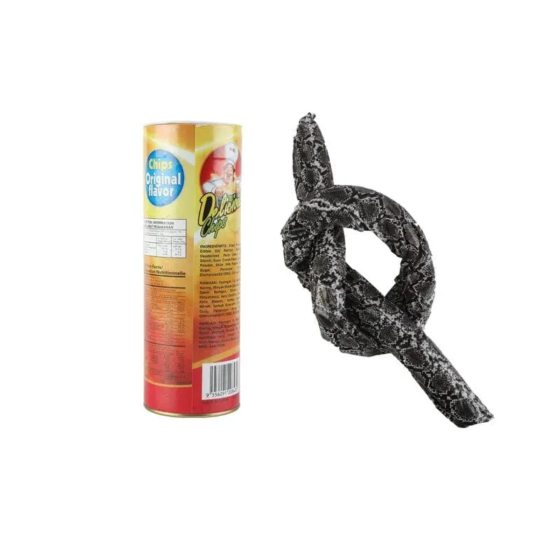 Die Kartoffelchip-Schlange kann auf der Bühne springen, Zaubertricks, Frühlingsschlangenspielzeug, Aprilscherz, Halloween-Partywitze in einem Dosenknebel-Geschenkstreich