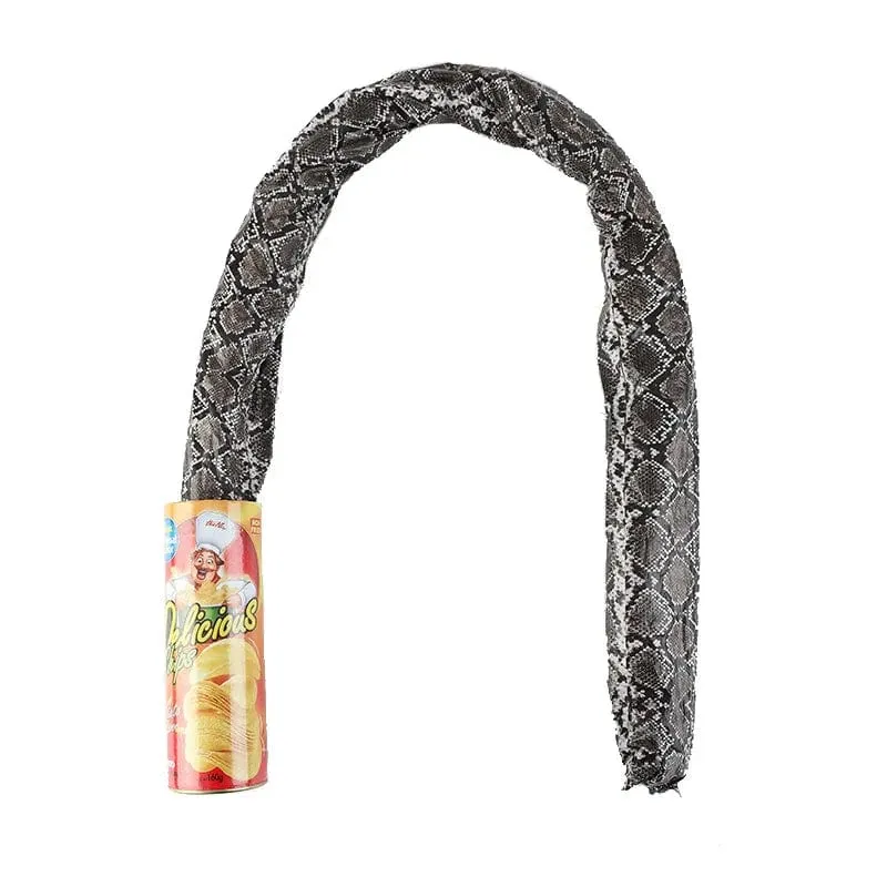 Die Kartoffelchip-Schlange kann auf der Bühne springen, Zaubertricks, Frühlingsschlangenspielzeug, Aprilscherz, Halloween-Partywitze in einem Dosenknebel-Geschenkstreich