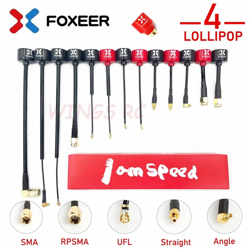 Foxeer Antenne Lollipop 4 V4 FPV Antenne 5.8G 2.6 Dbi Stubby RHCP SMA RPSMA UFL Gerade/Winkel MMCX 7.2g für FPV RC Racing Drone