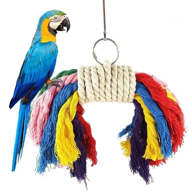 Kauspielzeug für Papageien, Baumwollseil, Vogelspielzeug, Beißbrücke, Vogelreißspielzeug, Nymphensittiche, Training, Hängeschaukeln, Vogelkäfigzubehör