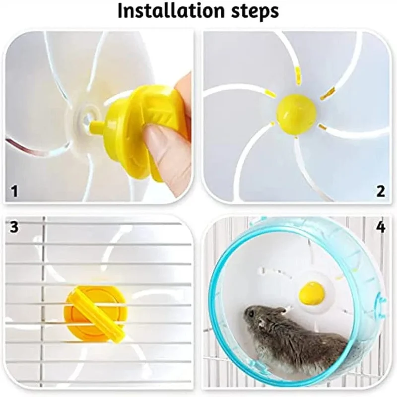 Laufrad für Hamster, 3 Größen, leises rotierendes Joggingrad für kleine Haustiere, Sportrad für kleine Haustiere, Spielzeug für Hamsterkäfige, Zubehör