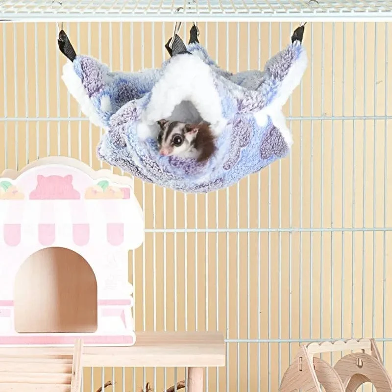 Hamster-Hängematte, kleines Haustier-Hängebett, doppelt, warm, verdickt, Honigkäfer, Flughörnchen, Meerschweinchen, Hängematte, Haustierkäfig-Zubehör