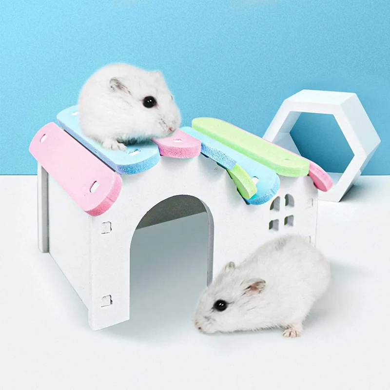 Hamsterspielzeug aus Holz, Regenbogenbrücke, Wippe, Schaukelspielzeug, Aktivität für Kleintiere, Kletterspielzeug, DIY-Zubehör für Hamsterkäfige