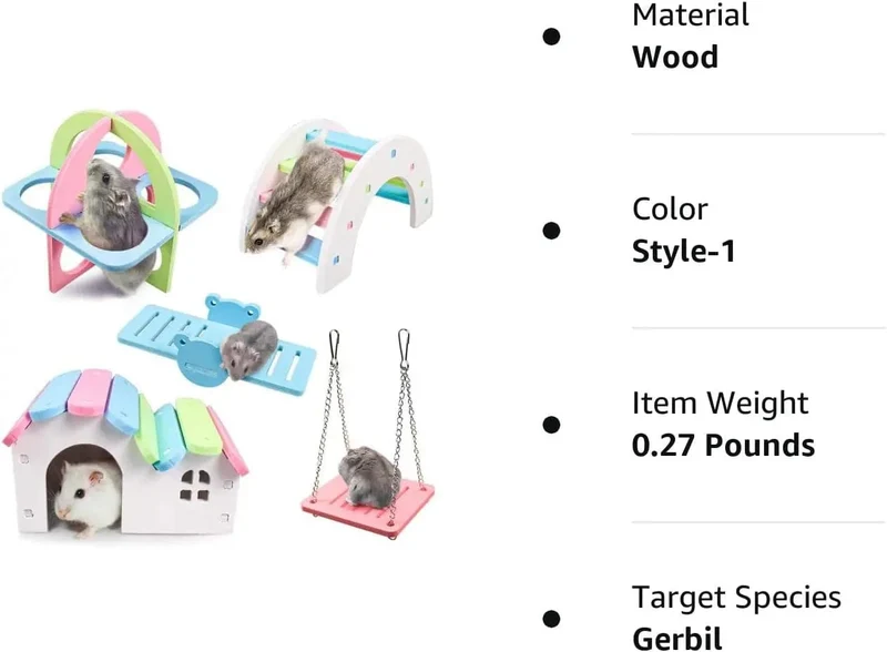 Hamsterspielzeug aus Holz, Regenbogenbrücke, Wippe, Schaukelspielzeug, Aktivität für Kleintiere, Kletterspielzeug, DIY-Zubehör für Hamsterkäfige