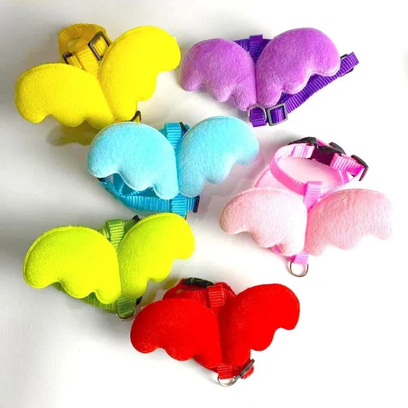 Niedliches Kaninchengeschirr und Leine mit Engelsflügeln für Katzen, Kaninchen, personalisierte Kaninchengeschirre, Hasenzubehör, Hamsterkleidung